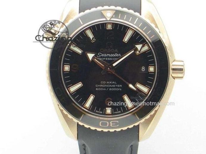 0818 FreshLook Planet Ocean 45mm GMT Blue DLC Black OMF Best Edition Blue Dial On Blue Gummy Strap A 8123